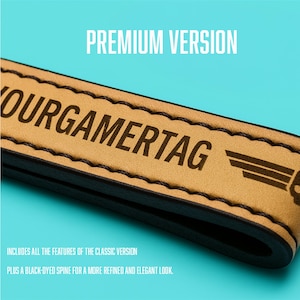 Personalized Leather Gamer Keychain – Engrave Gamer Tag, User ID, or Call Sign | Battle Horn Collection – Handmade in Italy Premium