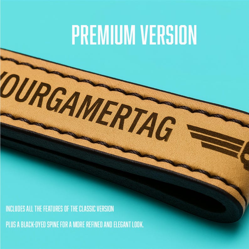 Personalized Leather Gamer Keychain – Engrave Gamer Tag, User ID, or Call Sign | Battle Horn Collection – Handmade in Italy Premium