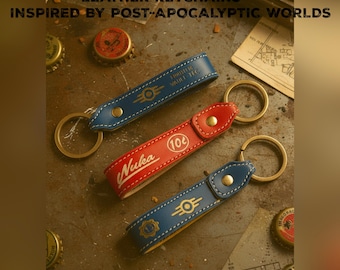 Handcrafted Leather Keychain | Post-Apocalyptic Fallout Style | Personalized