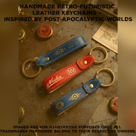 Portachiavi in pelle artigianale | Stile Fallout post-apocalittico | Personalizzato