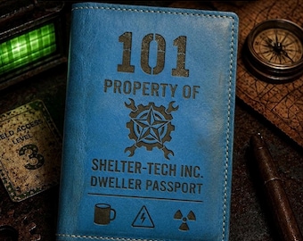 Fallout-Inspired Leather Passport Holder – 4 Styles – Vault, Nuka, NCR, Enclave – Handmade & Engraved – Custom Gamer Travel Gift