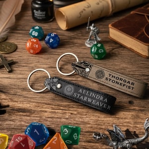 Personalized Leather Gamer Keychain – Engrave Gamer Tag, User ID, or Call Sign | Battle Horn Collection – Handmade in Italy image 10