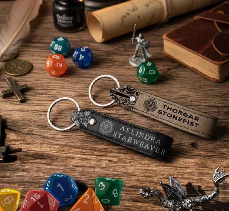 Personalized Leather Gamer Keychain – Engrave Gamer Tag, User ID, or Call Sign | Battle Horn Collection – Handmade in Italy image 10