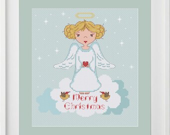 Yeesam Art Kreuzstich-Kit „Cute Little Angel“ – 14 Zählung, 35 X 35 Cm, Inkl. Leinwand, Garn & Anleitung