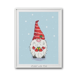 Christmas Gnome | Snow Gnome cross stitch pattern PDF Instant Download Gnome cross stitch pattern Elf cross stitch