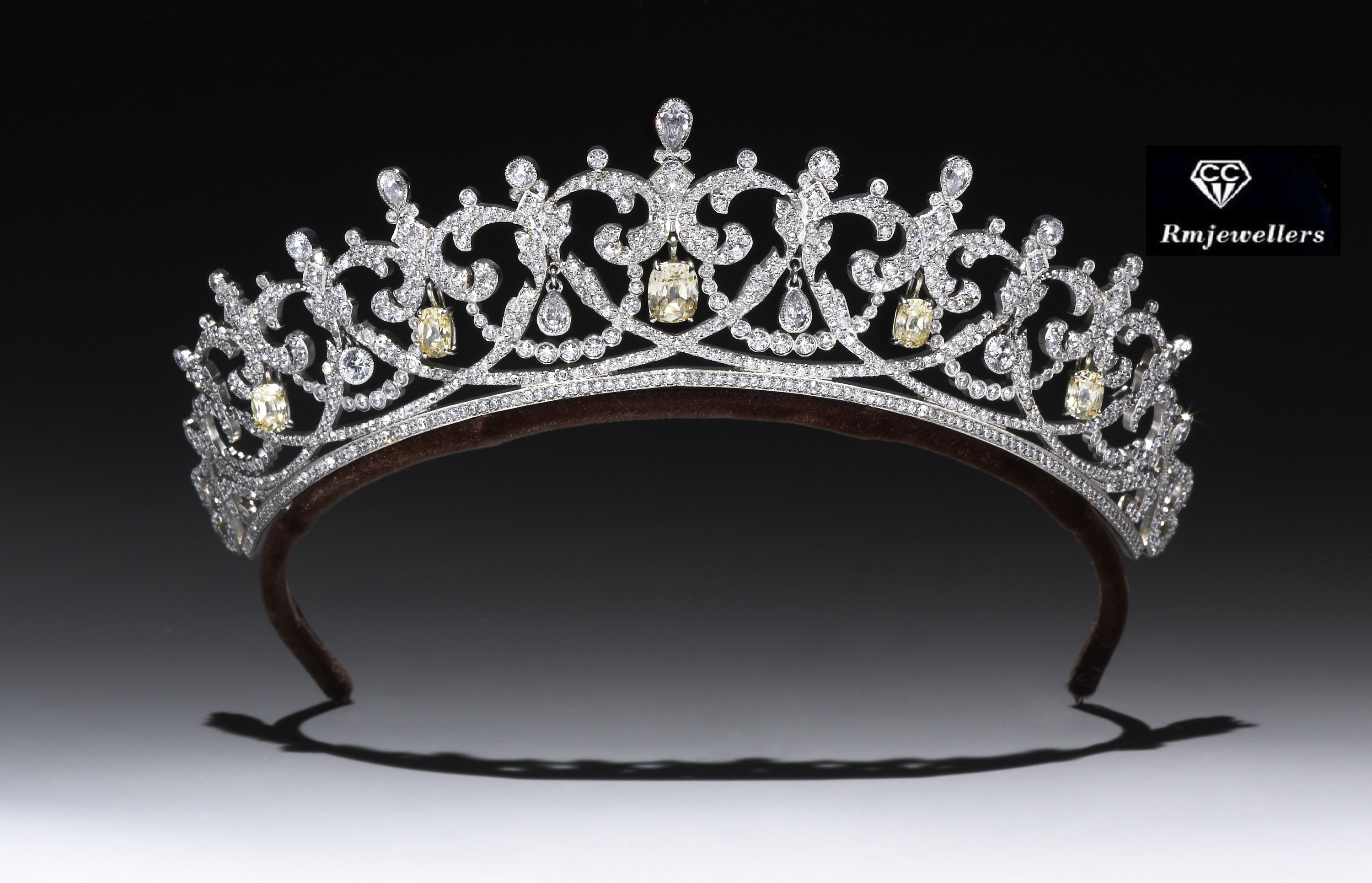 Handmade Sterling Silver Bridal Tiara: American Diamond 