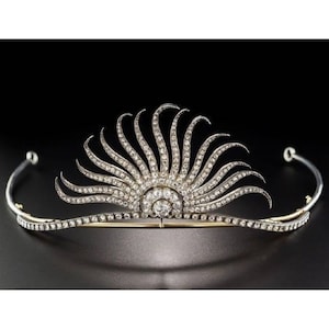 Victorian Rose Cut Diamond Tiara: Handmade Sterling Silver Crown
