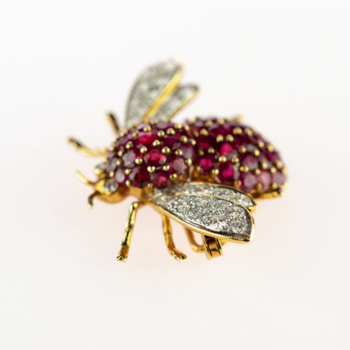 Vintage Designer 18K Gold Plated 4ct Round Brilliant Ruby & Diamond ...