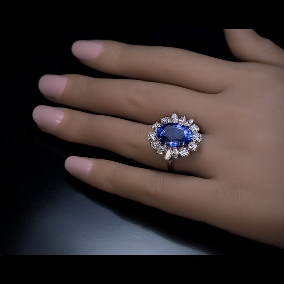サファイア　リング　マーキス　silver925 指輪 ブルーサファイアリング：マーキスCZハロー、925スターリングシルバー