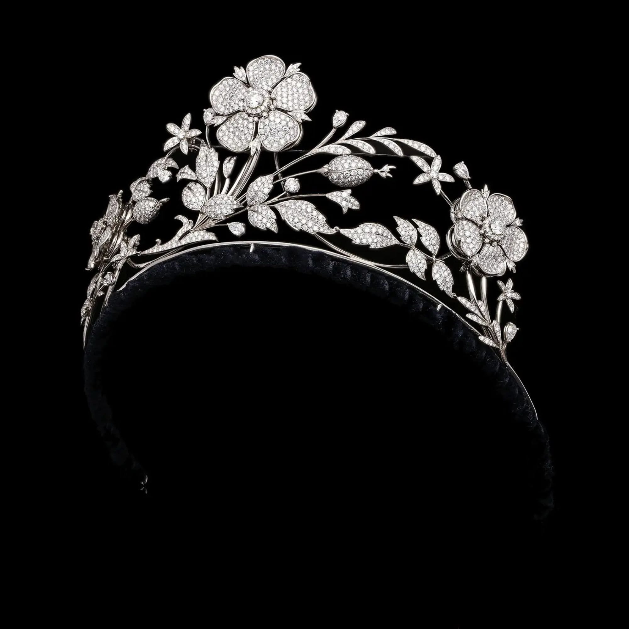 Handmade 925 Silver Floral Tiara: Victorian American Diamond 