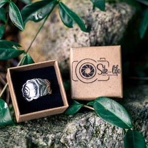 Silver ring rose made of cutlery / spoon art