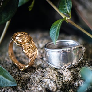 Cutlery / spoon art gold and silver rings