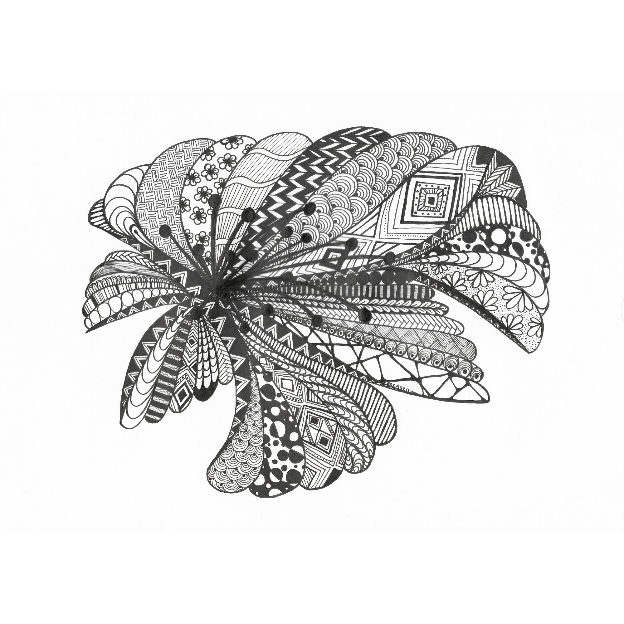 Zentangle Large Flower Drawing Designs Floral A4 Print Wall Art - Etsy