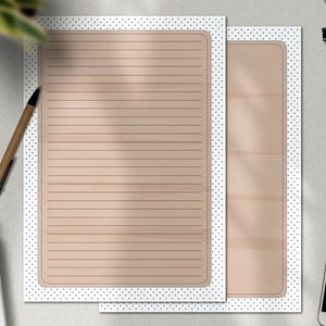 Papelería imprimible rosa acuarela A4 + Carta papel, forrado, sin forro, gráfico, cuadrícula de puntos, invitación, Bloc de notas, inserto planificador, notas digitales