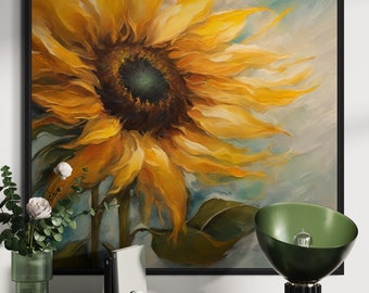 Large Sunflower Painting - Custom order for Paul (Framed)