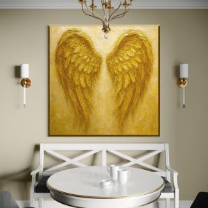 Gold Angel Wings Painting | Textured Wall Art | Luxury Spiritual Decor | Original Canvas Art | Gold Luxury Artwork | Textured Beautiful Art