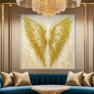 Gold Angel Wings Painting | Textured Wall Art | Luxury Spiritual Decor | Original Canvas Art | Gold Luxury Artwork | Textured Beautiful Art