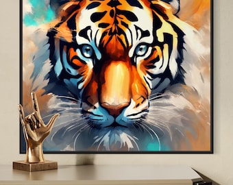 Pintura abstracta de tigre: gran obra de arte animal moderna