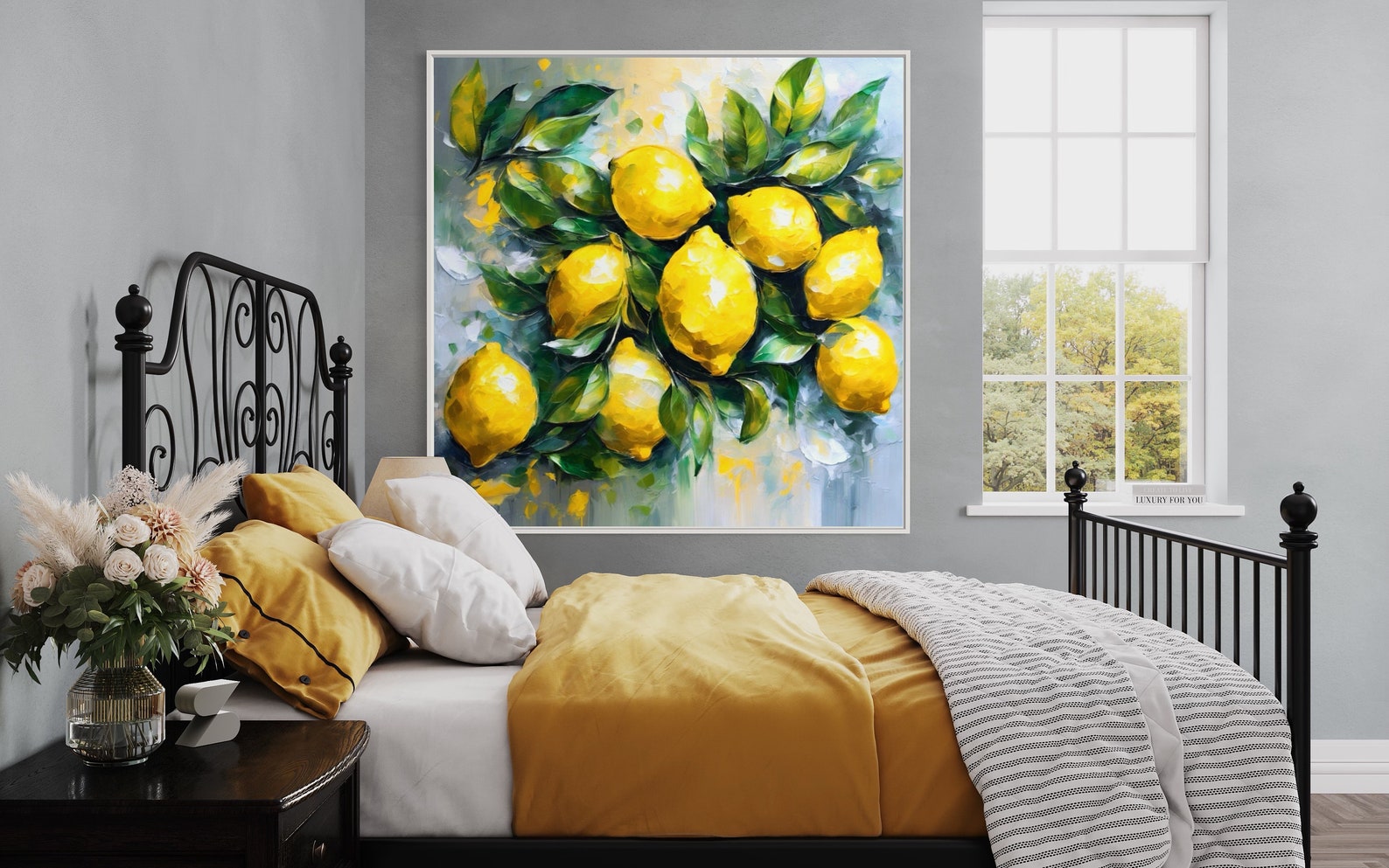 Lemons Still Life Original Abstract Painting Modern Decor Wall Art