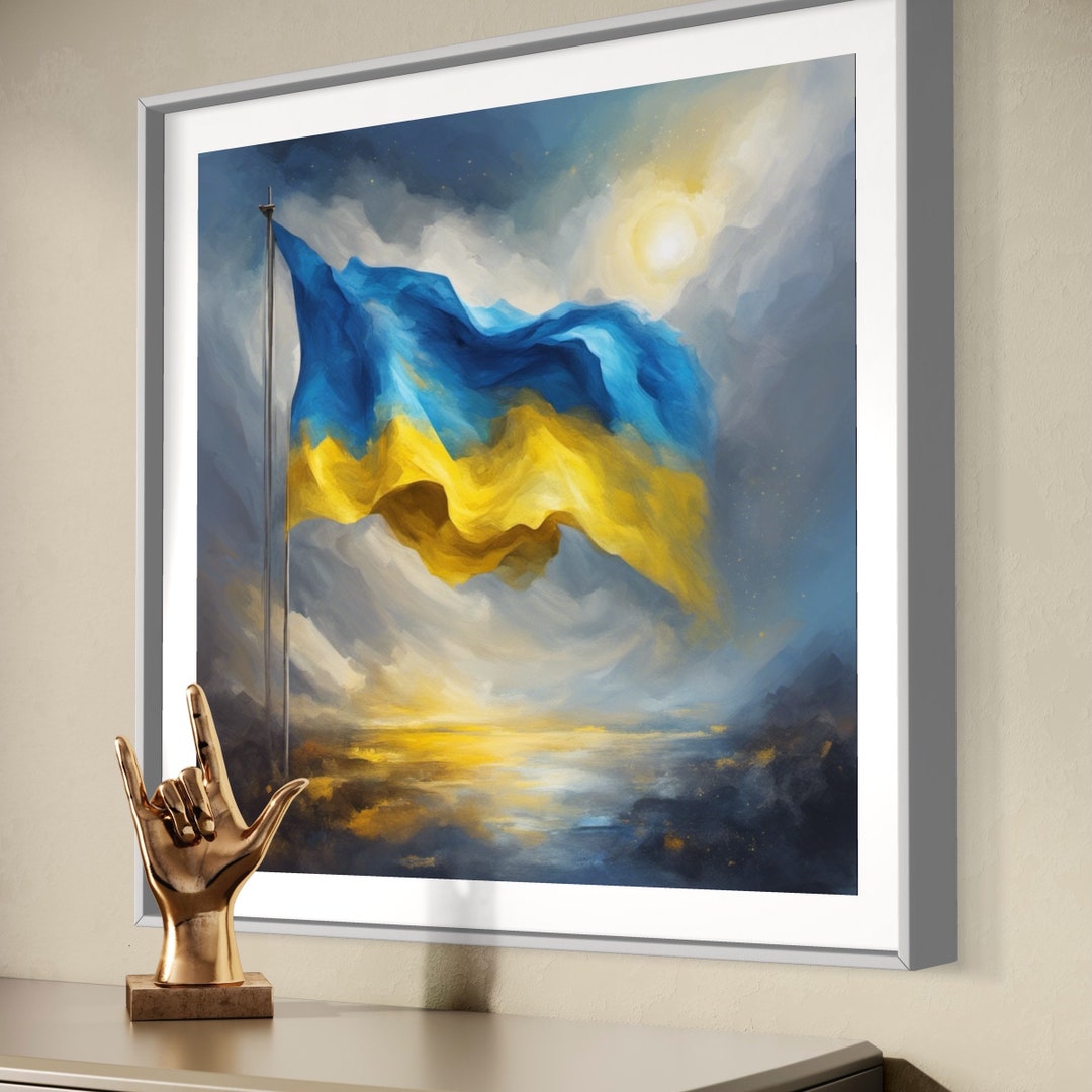 Ukrainian Flag Large Abstract Painting Modern Art Contemporary Acrylic ...