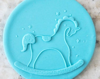 Rocking Horse POPup Embosser Cookie Biscuit Stamp Fondant Cake Decorating Icing Cupcakes Baby Stencil