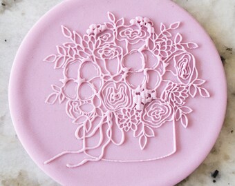 Blume Strauß Box POPup Prägung Keks Keks stempel Fondant Kuchen Dekorieren i-Tüpfelchen Cupcakes Schablone Muttertag