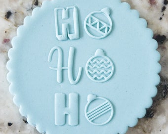 Ho Ho Ho POPup Embosser Cookie Biscuit Stamp Fondant Cake Decorating Icing Cupcakes Stencil Christmas