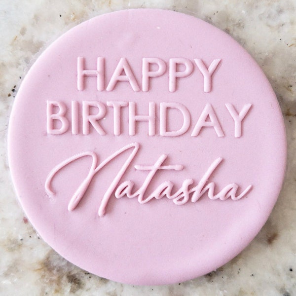 CUSTOM Happy Birthday Name Biscuit Cookie POPup Embosser Stamp Fondant Cake Decorating Icing Stencil