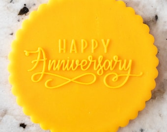Happy Anniversary 2 Embosser Cookie Biscuit Stamp Fondant Cake Decorating Icing Cupcakes Stencil