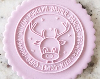 Reindeer Names POPup Embosser Cookie Biscuit Stamp Fondant Cake Decorating Icing Cupcakes Stencil Christmas