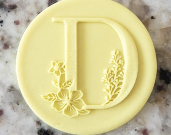 Floral Alphabet Letter D POPup Embosser Stamp Fondant Cake Decorating Icing Cupcakes Cookie Biscuit Stencil