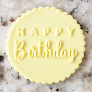 Happy Birthday Mix POPup Embosser Cookie Biscuit Stamp Fondant Cake Decorating Icing Cupcakes Stencil