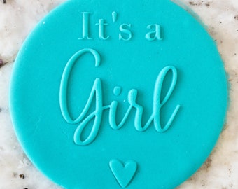 Het is een meisje biscuit cookie POPup Embosser stempel fondant cake versieren icing cupcakes stencil babyshower