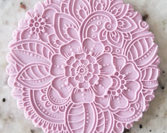 Patrón de henna redonda Galleta POPup Embosser Stamp Fondant Cake Decorating Icing Stencil