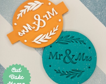 Mr & Mrs Cookie Biscuit Embosser Stamp Celebration Fondant Cake Decorating Icing