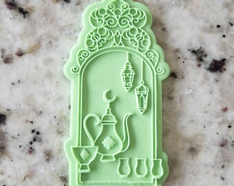 Arabic Tea With Decorative Frame Cookie POPup Embosser Stamp & Cutter Fondant Cake Decorating Icing Eid Ramadan