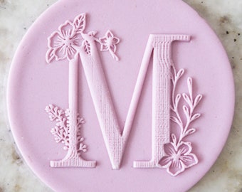 M Floral Letter POPup Embosser Cookie Biscuit Stamp Fondant Cake Decorating Icing Cupcakes Stencil Mothers Day