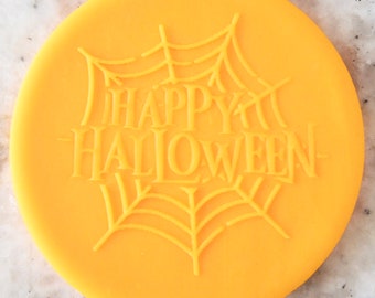 Happy Halloween Spider Web POPup Embosser Cookie Biscuit Stamp Fondant Cake Decorating Icing Cupcakes Clay Stencil