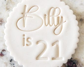 CUSTOM Name And Number 3 Cookie Biscuit Stamp (Fits M&S) Personalised Fondant Cake Decorating Icing Cupcakes Stencil Clay Birthday