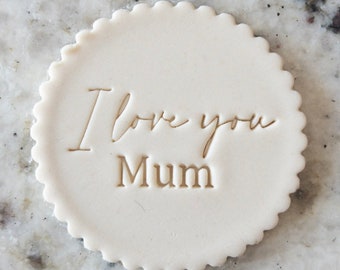 I Love You Mum Cookie Biscuit Stamp Fondant Cake Decorating Icing Cupcakes Stencil Mothers Day