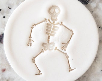 Dancing Skeleton Halloween Cookie Biscuit Stamp Fondant Cake Decorating Icing Cupcakes Stencil
