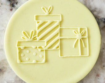 Christmas Presents POPup Embosser Cookie Biscuit Stamp Fondant Cake Decorating Icing Cupcakes Stencil Christmas