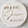 CUSTOM Names Mr and Mrs with Date Cookie Biscuit Stamp (Fits M&S) Personalised Fondant Cake Decorating Icing Cupcakes Stencil Wedding Clay