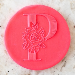 Floral Alphabet Letter P POPup Embosser Stamp Fondant Cake Decorating Icing Cupcakes Cookie Biscuit Stencil