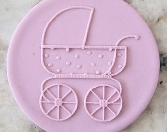 Pram POPup Embosser Cookie Biscuit Stamp Fondant Cake Decorating Icing Cupcakes Baby Stencil