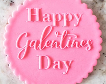 Happy Galentines Day POPup Embosser Cookie Biscuit Stamp Fondant Cake Decorating Icing Cupcakes Stencil Valentines Day