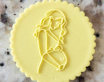 Pregnant Woman POPup Embosser Cookie Biscuit Stamp Fondant Cake Decorating Icing Cupcakes Stencil Mothers Day