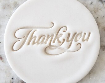 Thank You Script Cookie Biscuit Stamp Fondant Cake Decorating Icing Cupcakes Stencil Clay