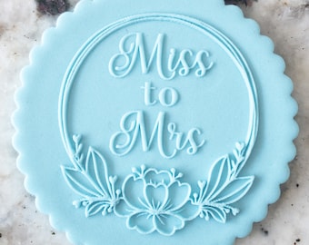 Miss to Mrs Embosser POPup Cookie Biscuit Stamp Fondant Cake Decorating Icing Cupcakes Stencil