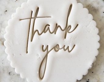 Thank You Script Cookie Biscuit Stamp Fondant Cake Decorating Icing Cupcakes Stencil